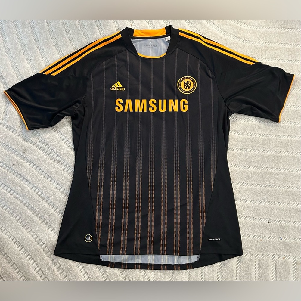 Adidas Chelsea FC 2010-11 Away Football Soccer Jersey Black and Orange - 2XL